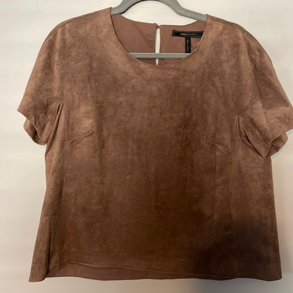 BCBG faux suede top